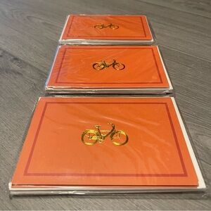 18pcs Orange & Gold Bike Folded Note Cards Stationary w/ Envelopes 3 packs of 6
